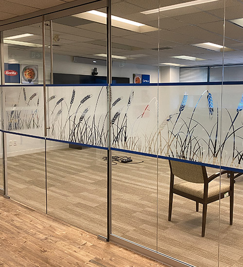 reception area frosted distraction band